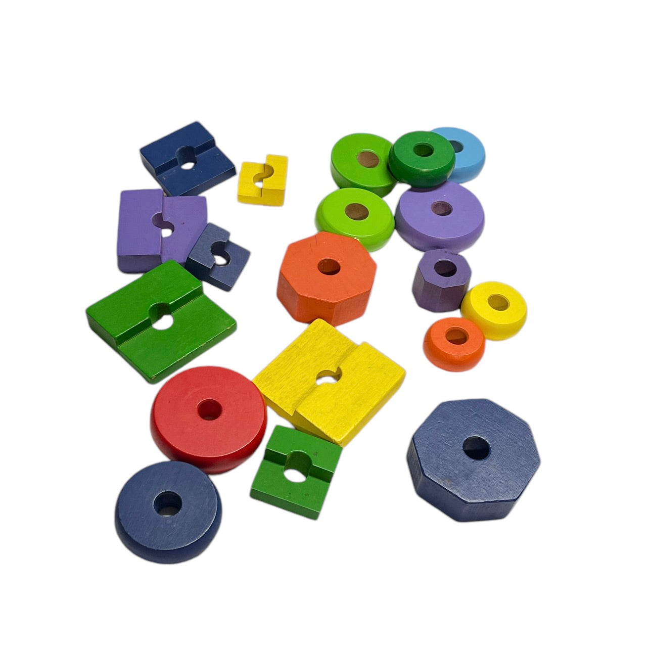 Melissa & Doug Geometric Wooden Stacker, Shape Sorting Toy, Colour/Shape/Size Identification