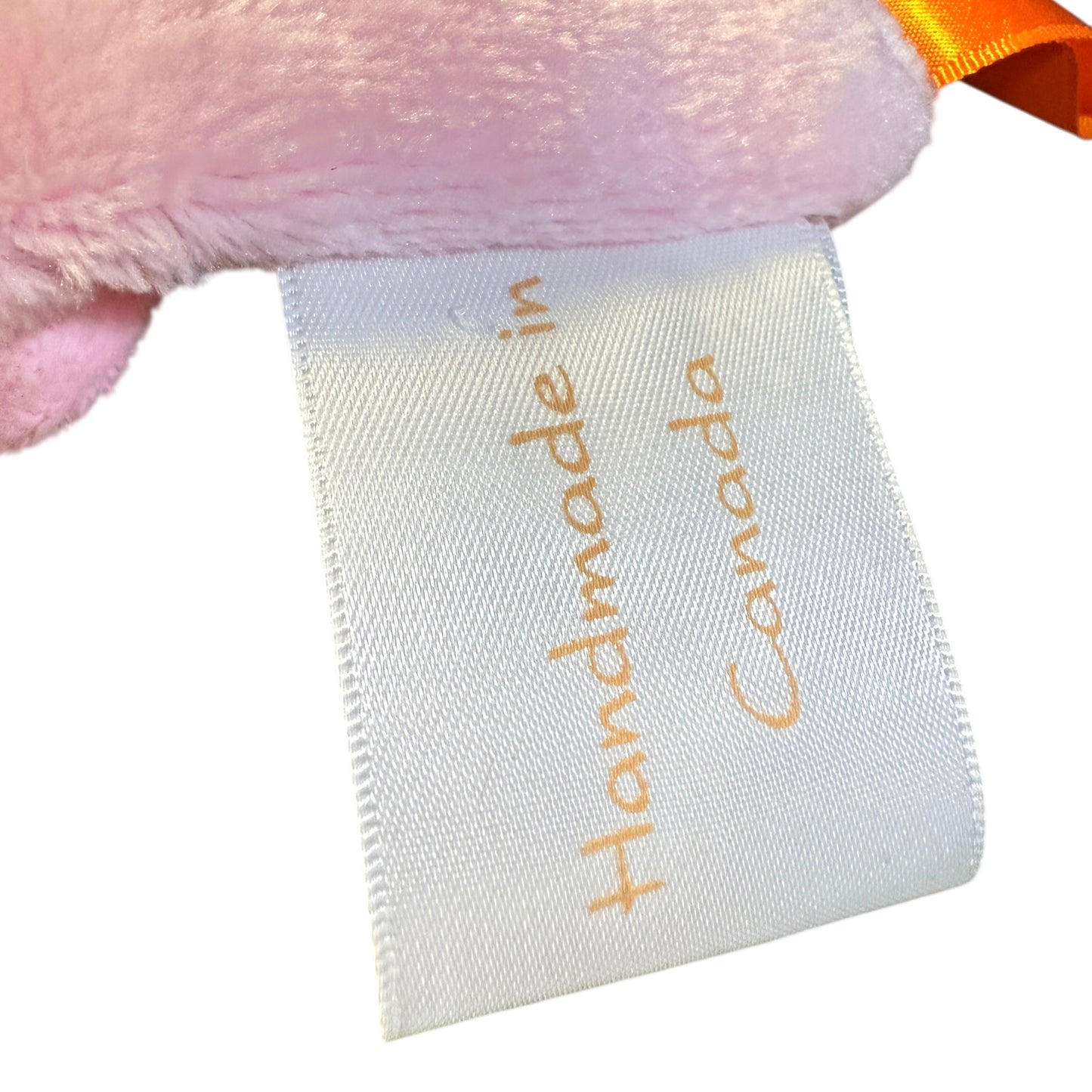 Bearington Baby's First Bear & Ribbon Tag Lovey, Shaggy Pink, Satin Accents, Stitched Features,