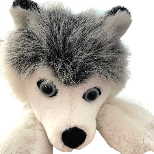 Realistic Blue Eyed 7"  Frosted Husky Brand Stuffed Animal  Puppy Dog Toy in VGUC