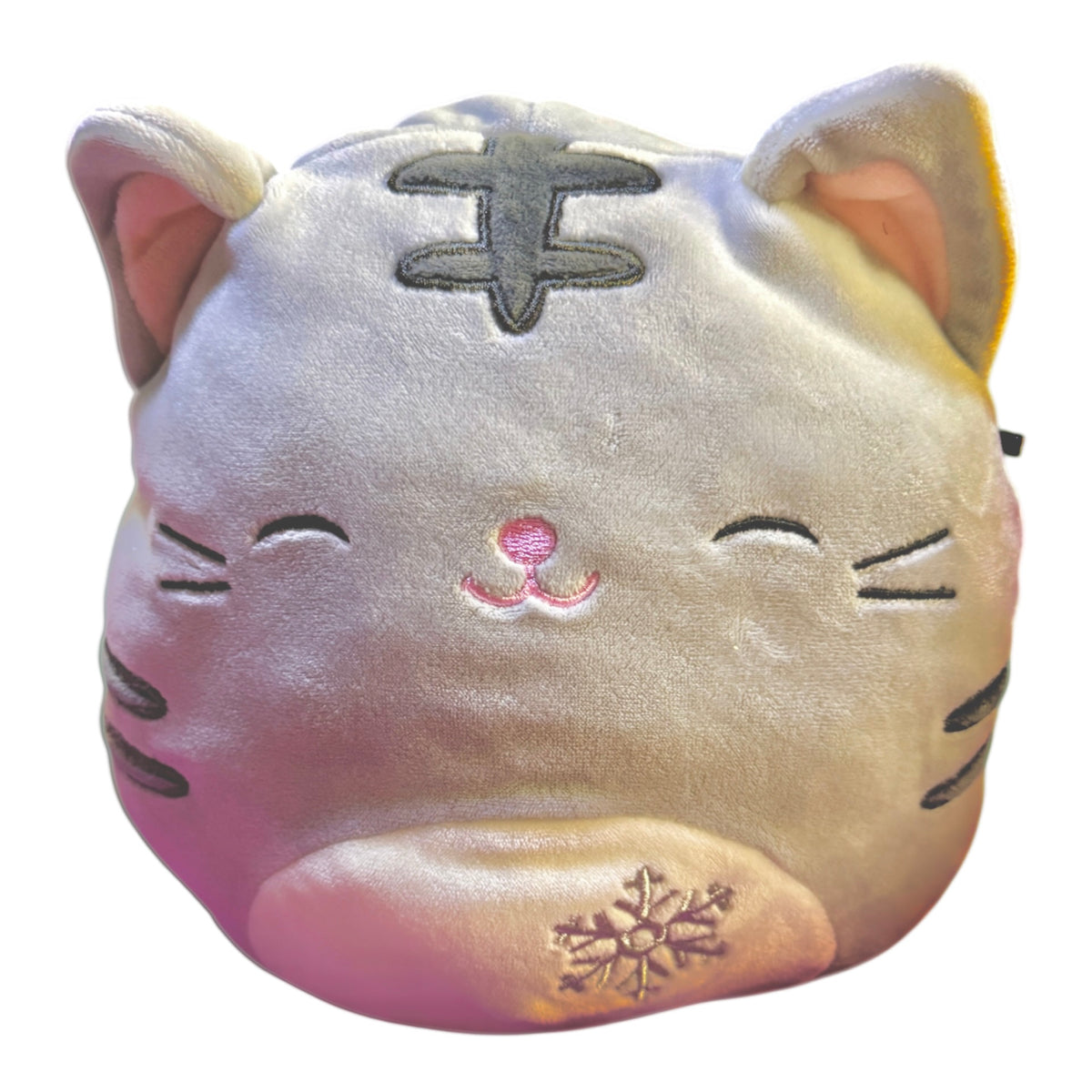 Squishmallow 8" Callie the Tabby Cat Kitty Cat with a Silver Snowflake and Pink Nose!