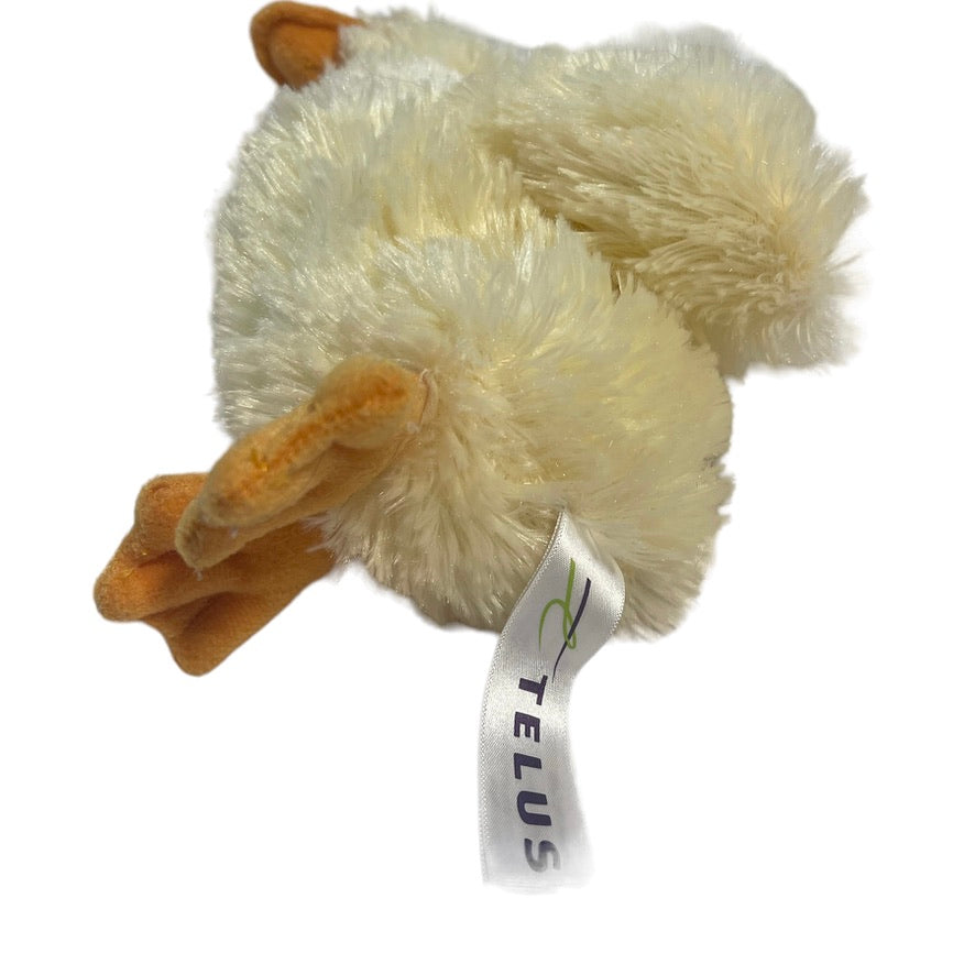Telus Duckling Aurora Fluffy Yellow World Plush Bean Bottom 7" tall, Preowned and Adorable!