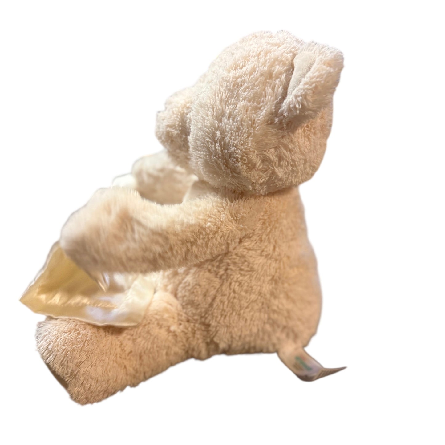 Gund Cream Animated Peek-a-Boo Teddy Bear with Satin Trimmed Blanket in EUC