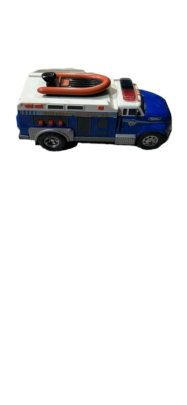 Tonka Emergency Services Unit 6.5" Dinghy on Roof & Lots of Bells & Whistles! GUC