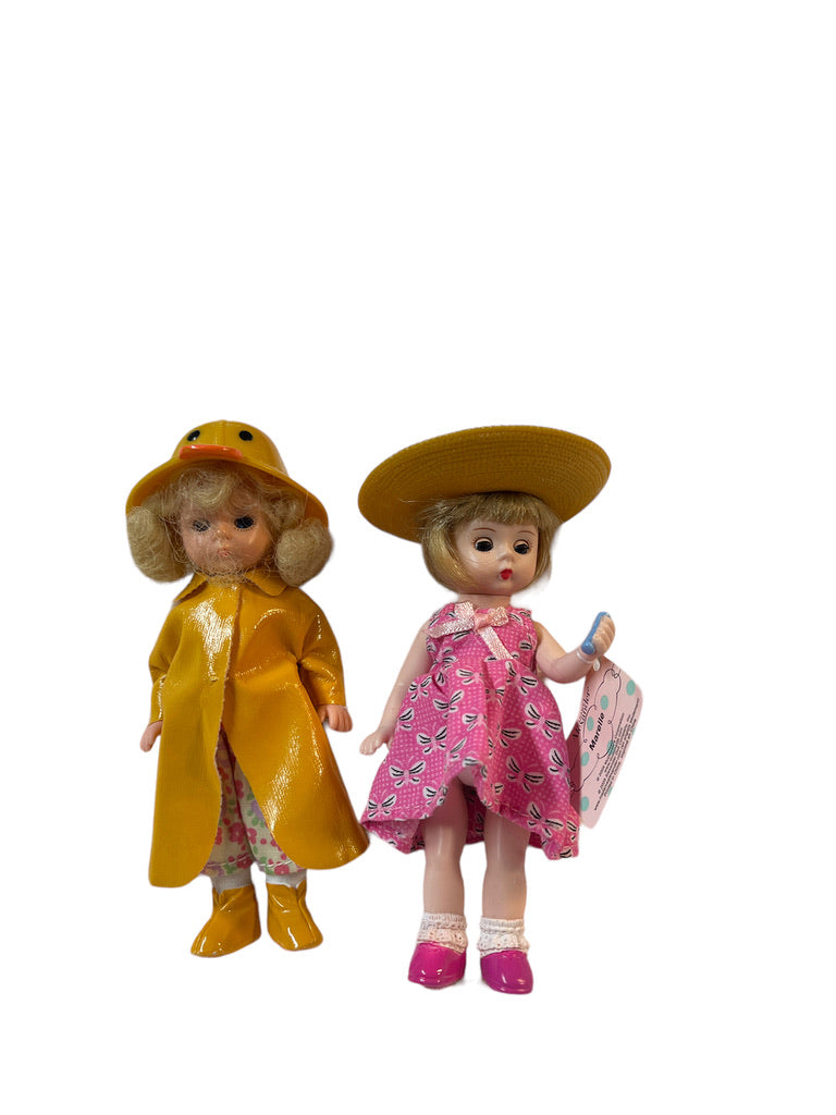 Madame Alexander Lot of 2 Beautiful Mini Dolls, Hop/Skip/Jump & Yellow Raincoat, So Sweet!