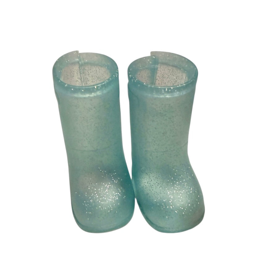 Teal Glitter Boots For 18" Fashion Dolls, Fits My Life, Our Generation, American Girl- Preowned