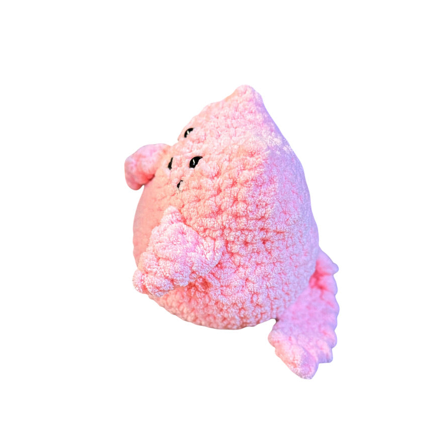 Hand Crocheted Pink Kitten, 6" with Cuddly Body, Long Tail and Stitched Black Nose & Whiskers!
