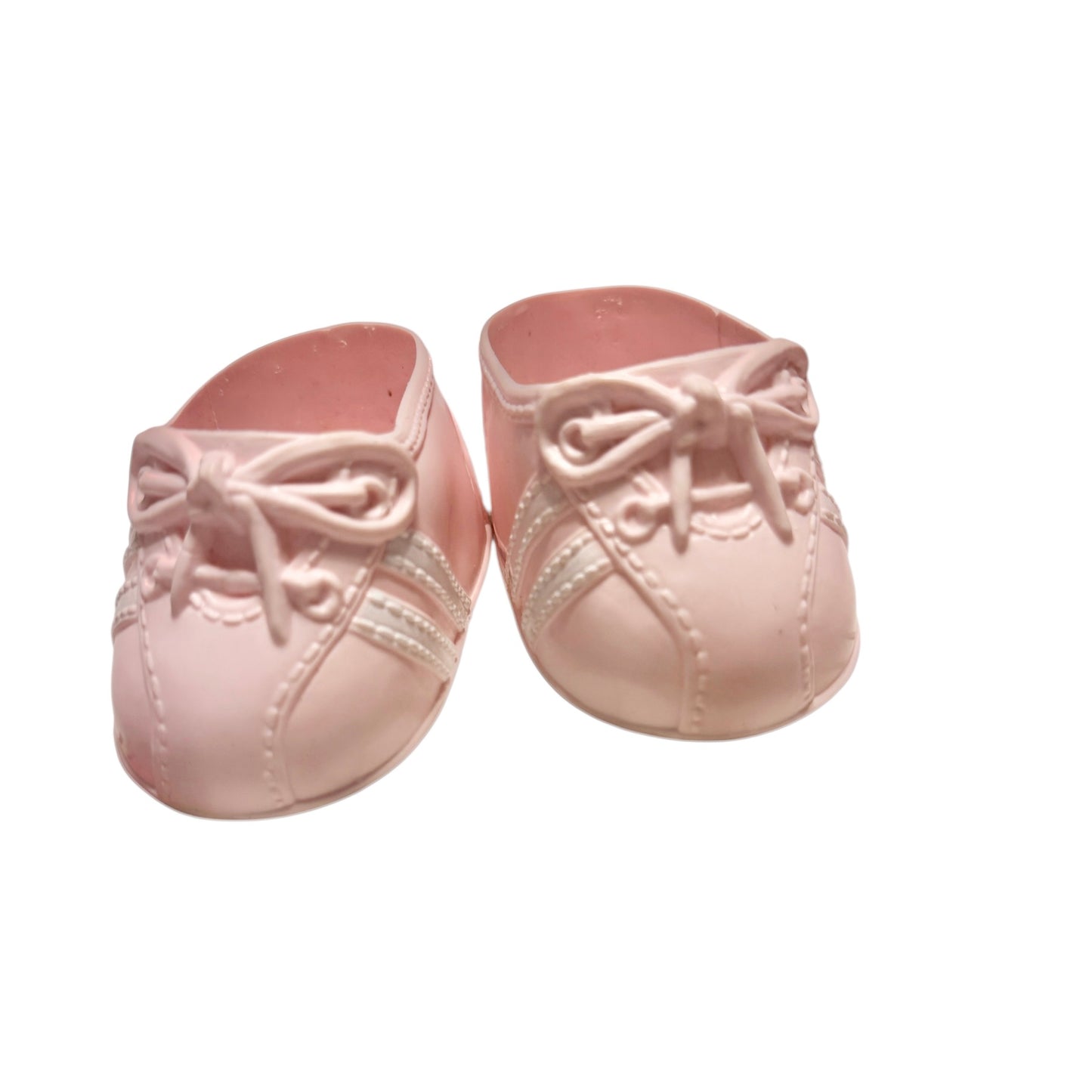 Cabbage Patch Kids Soft Pink Moulded Baby Doll Shoes, Double White Stripe on the Sides EUC