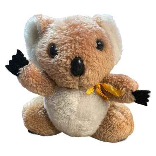 Seated Koala, Vintage Cream & Beige Hard Stuffed Animal Toy, Totally Sweet, Faded Tag