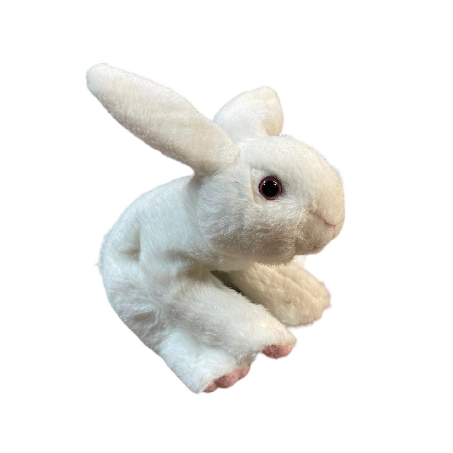 Sweet 6" Plush White Bunny Rabbit Plush with Pink Ears & Paws & Black Button Eyes.