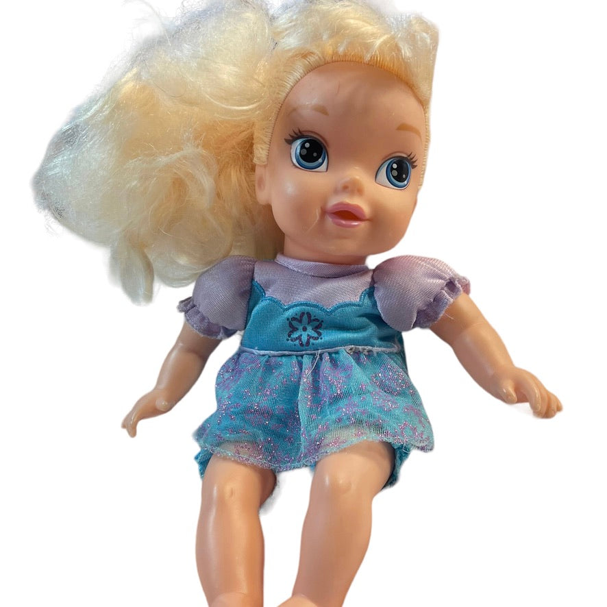 Disney 12" Baby Elsa Doll Painted Face, Original Dress Frozen GUC