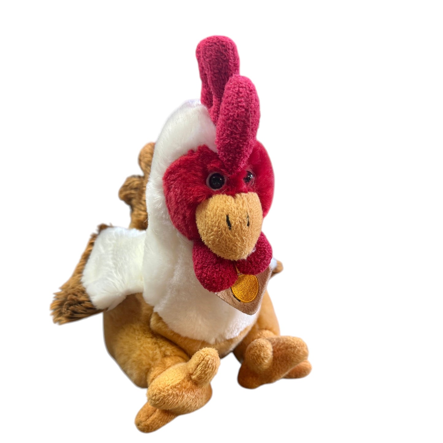 Adorable Chicken/Hen by Plush & Company Stuffed 8" in Cream/Golden Brown & Red in EUC