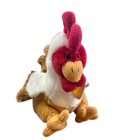 Adorable Chicken/Hen  by Plush & Company Stuffed 8" in Cream/Golden  Brown & Red in EUC