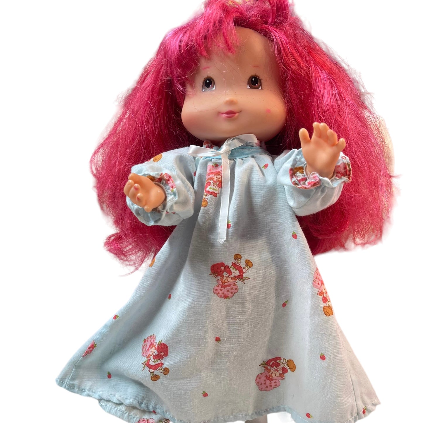 Strawberry Shortcake 15"Vinyl Doll, Long Red Hair & Freckles Wearing Sweet Vintage Nightie