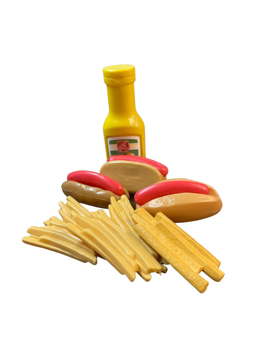 Three Orders Realistic McDonald's Fries (Replacements) with 3 Hotdogs/Buns & Mustard!