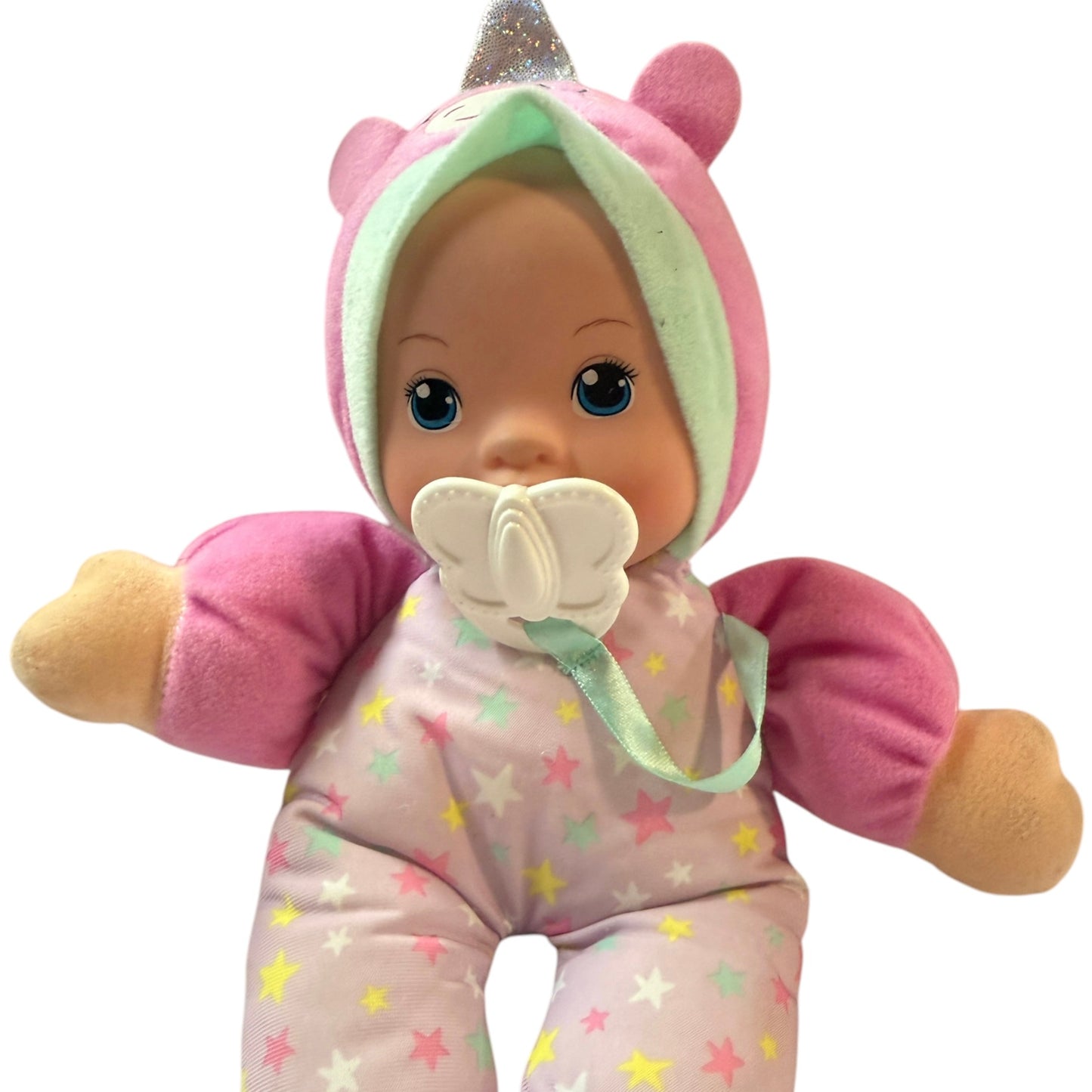 My Sweet Love, 10" Baby Doll with Unicorn Outfit and Plastic Pacifier