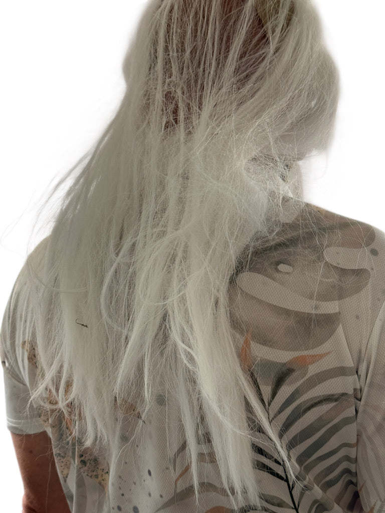 Halloween Mask of Ghoulish Old Man, with Long White Hair, Beard, Fu Manchu & Bushy Eyebrows