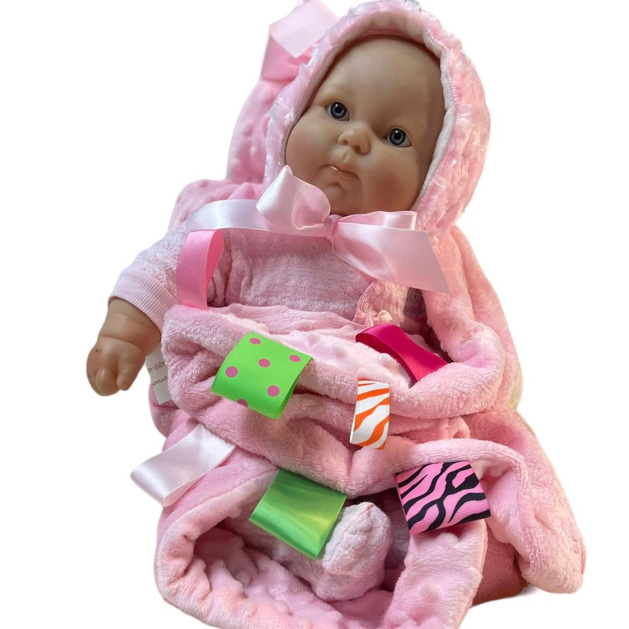 JCToys 20" Weighted Baby Doll, Bean Bottom, Grey/Blue Eyes , Vinyl With Cloth Body
