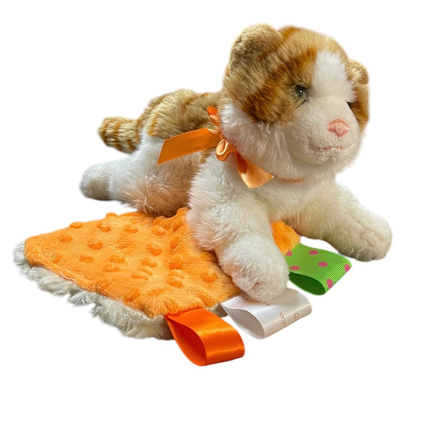 Gund Scoopers Jr, 10" Orange Tabby Plush & Lovey Security Blanket Combo in EUC