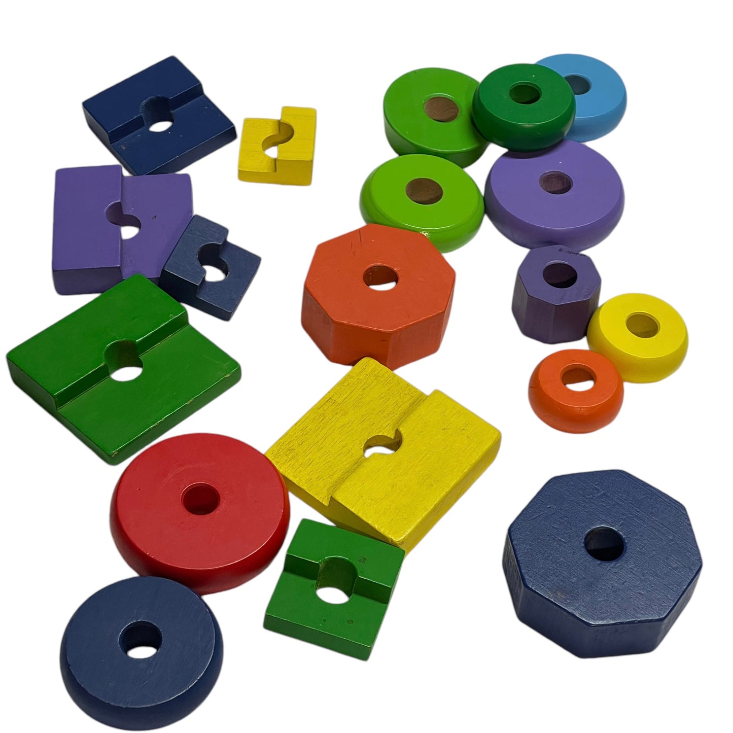 Melissa & Doug Geometric Wooden Stacker, Shape Sorting Toy, Colour/Shape/Size Identification