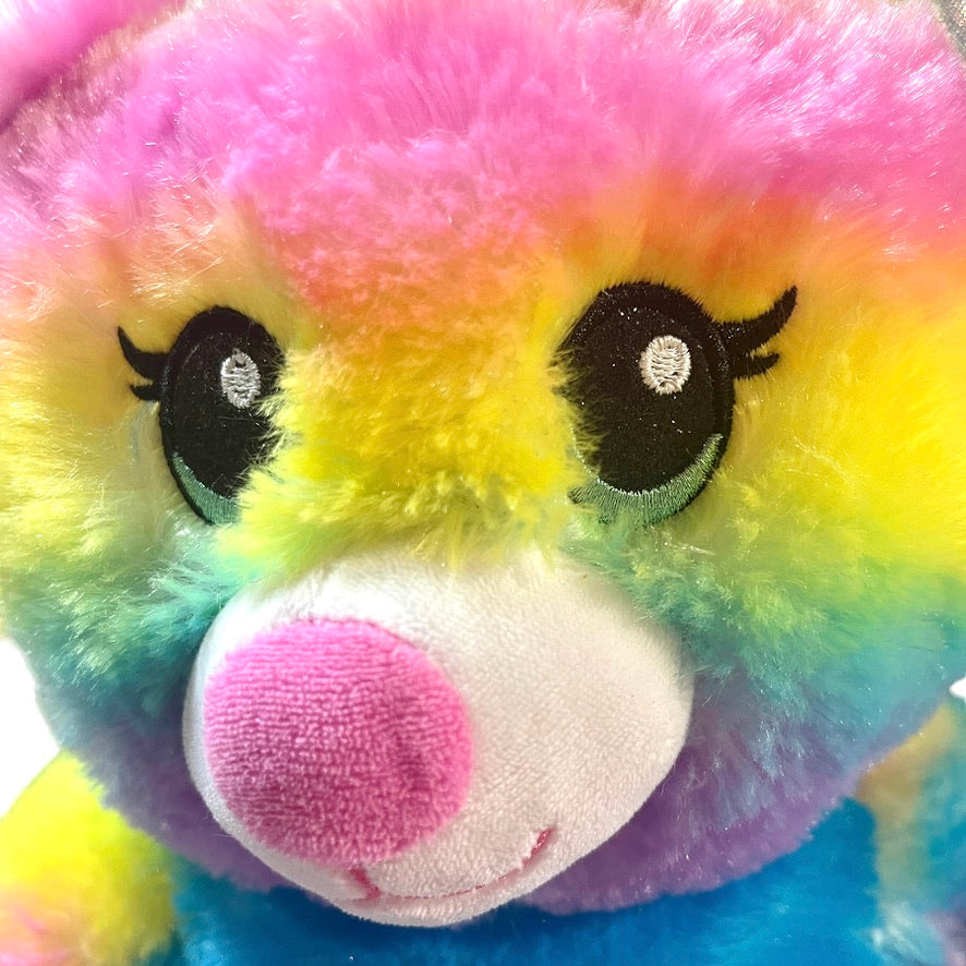 Build-a-Bear Rainbow Sparkle 16" Teddy Bear, Embroidered Blue Eyes & Sparkly Silver Pads So Pretty! EUC