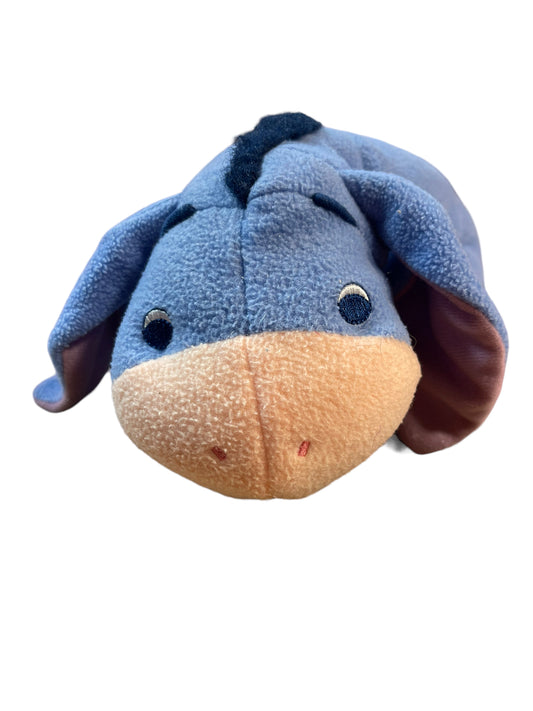 Vintage Mattel, Fisher Price, Disney Babys' First Eeyore Rattle Blue with Pink Satin Bow GUC