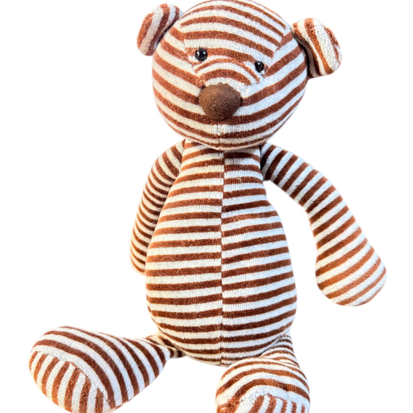 JellyCat Striped Plush BonBon Bear 10" Blue & Brown Stripe, Missing Tag