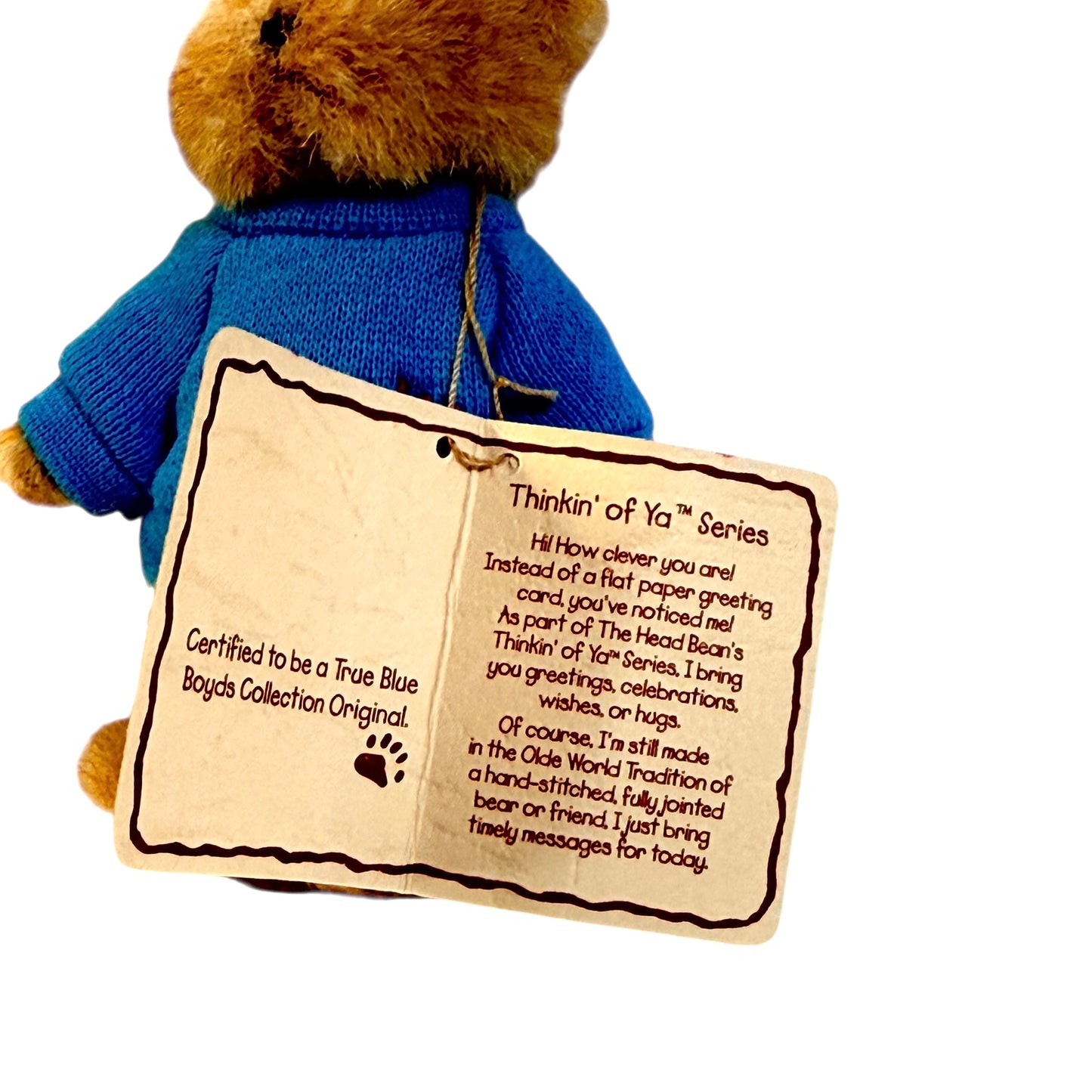 Boyd's Bears "Thanks, Thinking of Ya" Series 4 Articulated 4" Teddy Bear, with Tags in VGUC