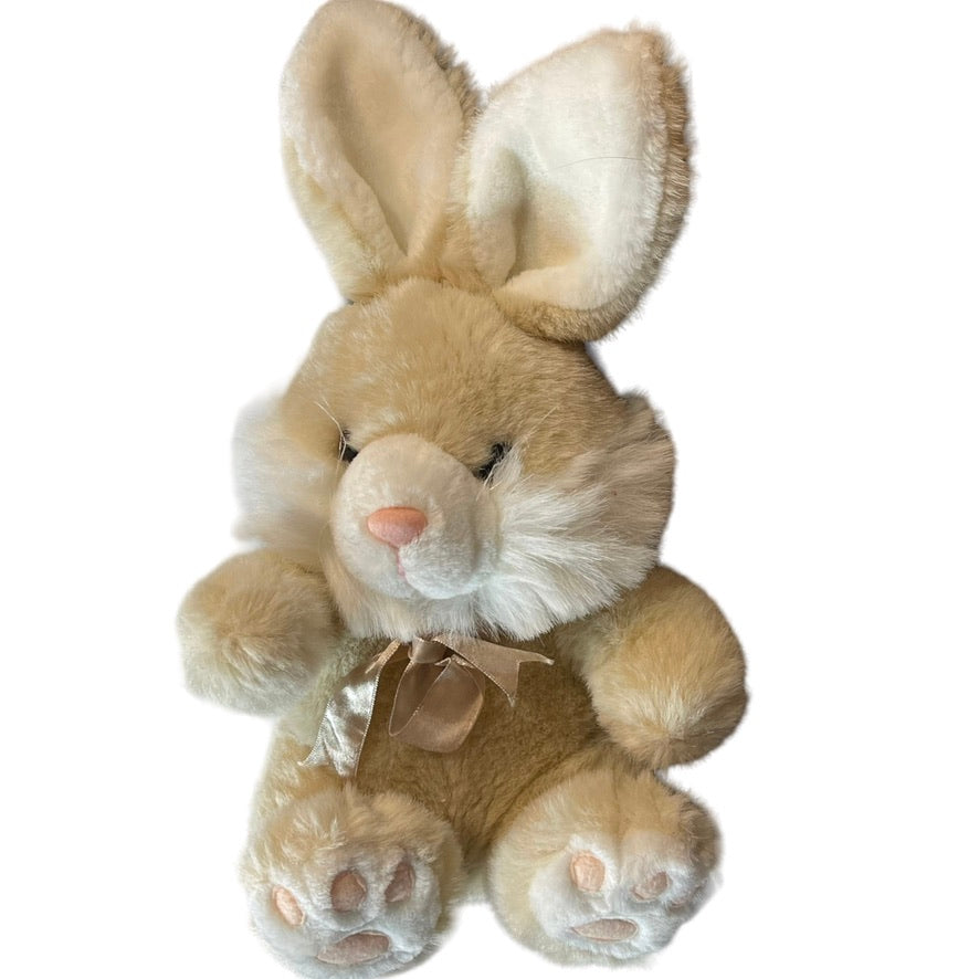 Vintage AMC 1985 Bunny Rabbit Plush Big Feet Tan Pink Nose Easter Stuffed Animal in EUC