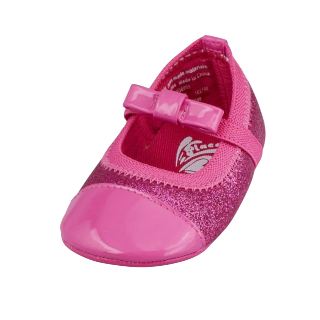 Children's Place Pink Sparkly Mary Jane Shoes, Pink Patent Bows & Toes, Size 3-6 m in VGUC
