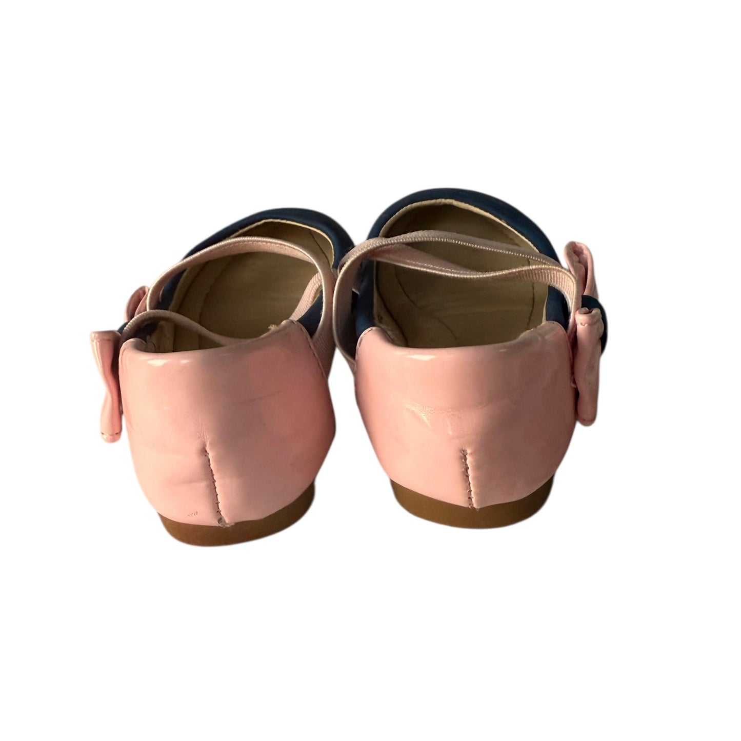 Twinkie Brand Navy & Pink Baby Shoes with Elasticised Opening Embellished with a Patent Bow