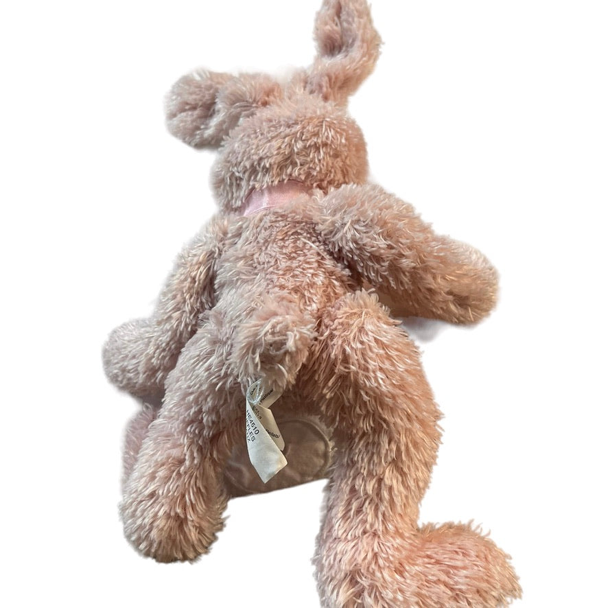 Ganz Ruffles Vintage 12" Blush Pink Scruffy Bunny Rabbit, Bendable Ears,