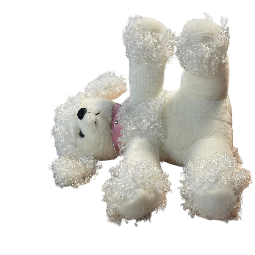 Classic French Poodle Plush with Pink Collar & Bows EUC Unbranded