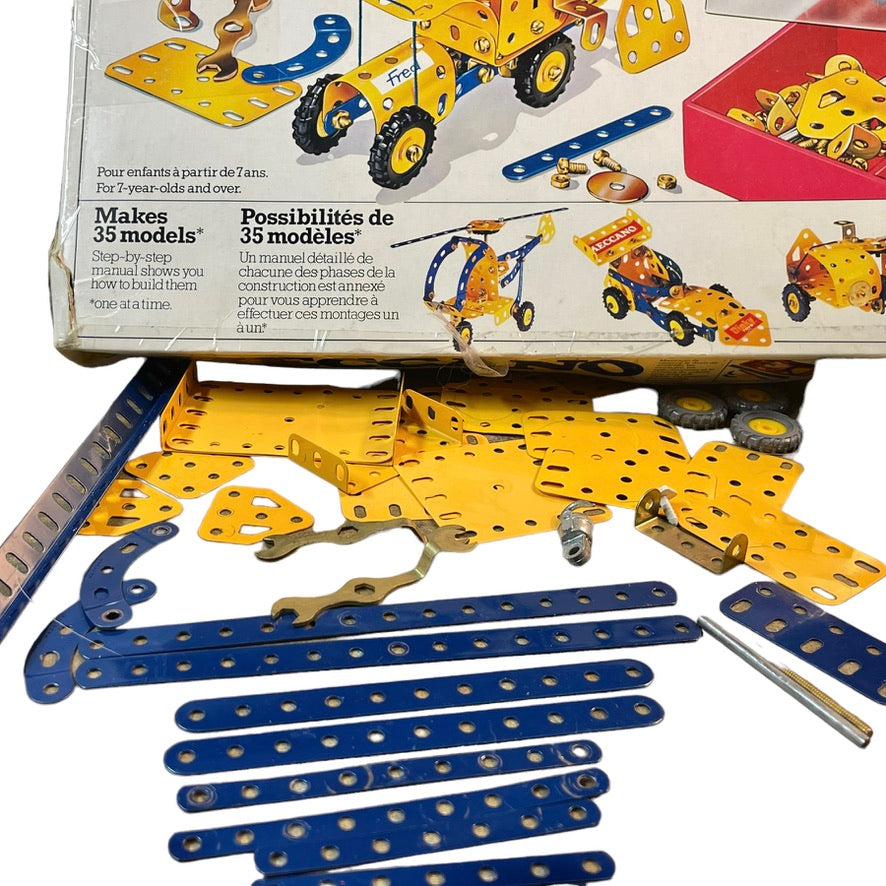 Vintage Meccano Building Set, 49 Pieces with Additional Bag of Hardware, Includes 2 Manuals