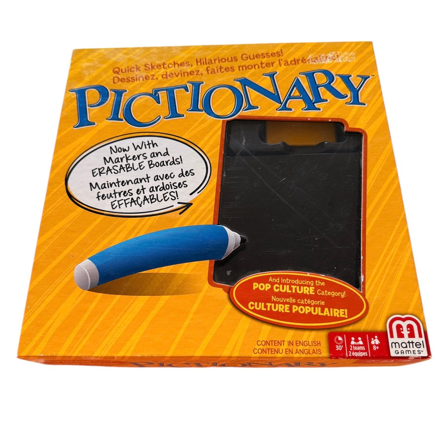 Mattel Pictionary Game with new Pop Culture Category in Good Preowned Condition