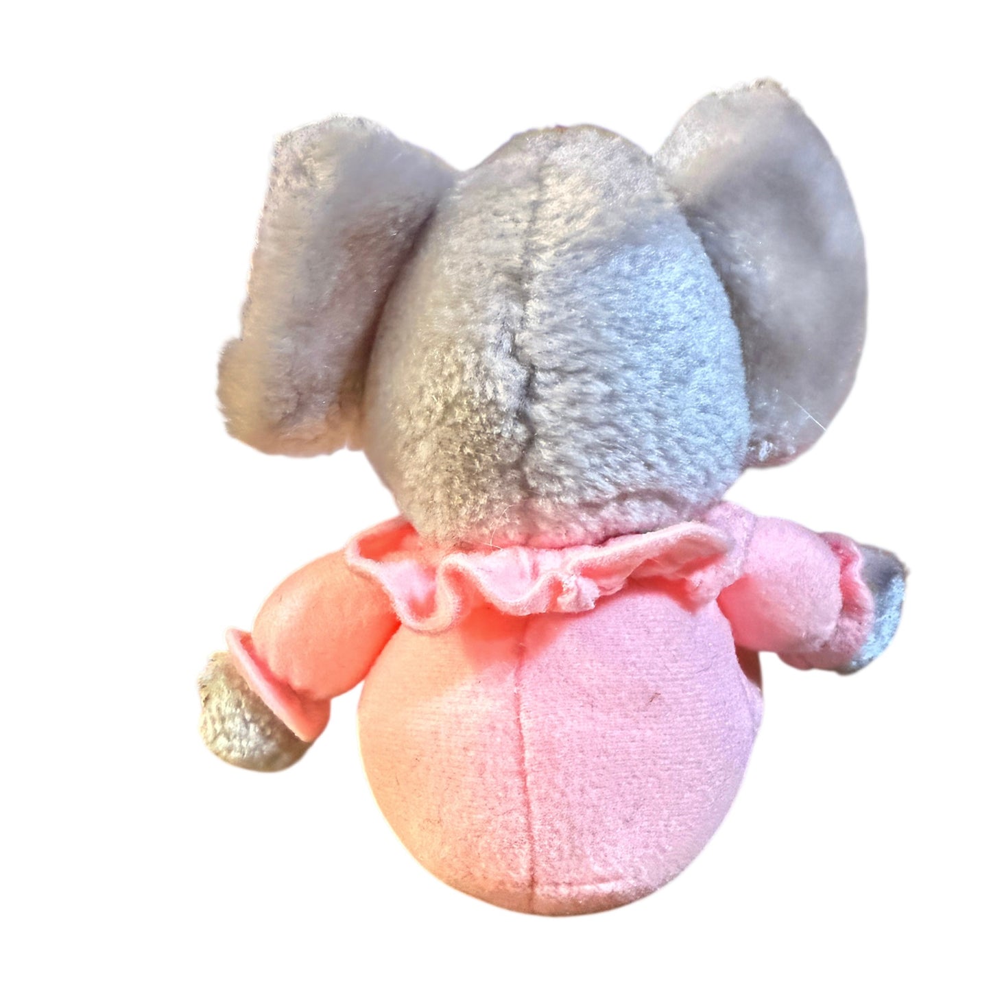Russ-Berrie Pink Pyjama Grey Elephant Rattle Soft Stuffed 6" Plush Baby Toy in GUC