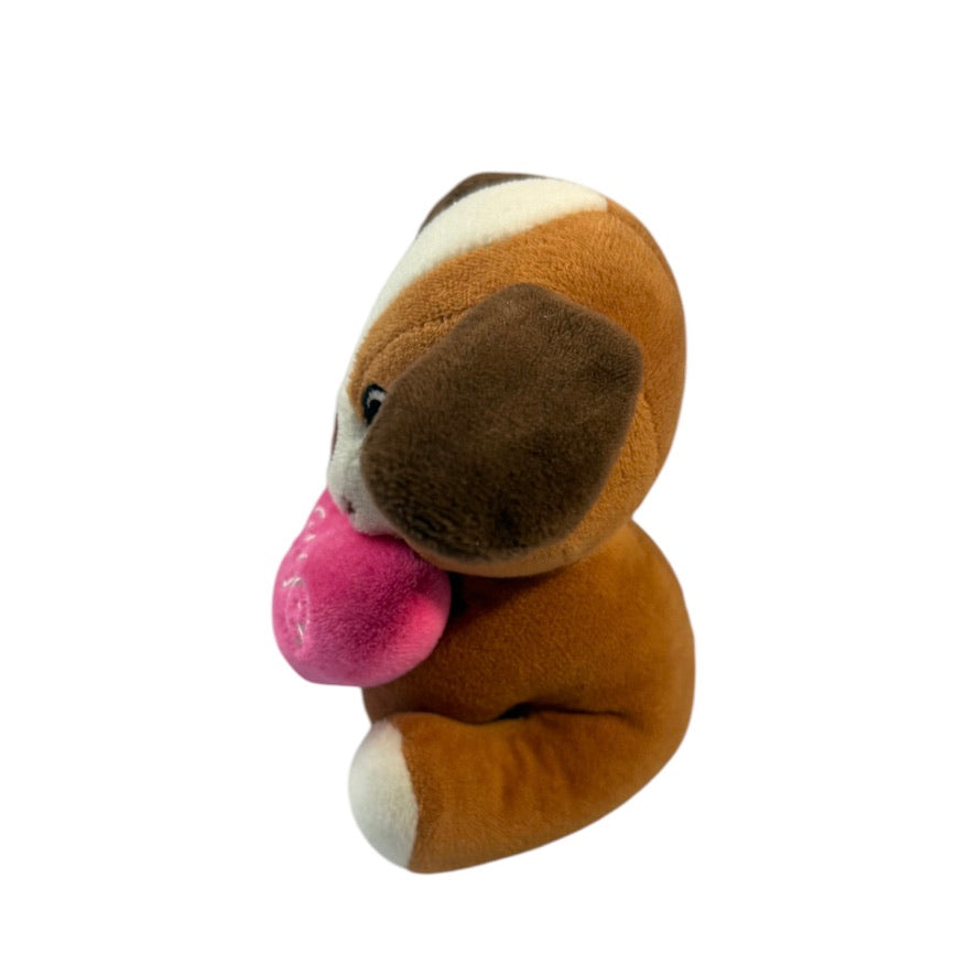 Comic Strip 5.5 " Puppy Dog Stuffed Animal Toy with Pink Plush Heart, Embroidered Eyes