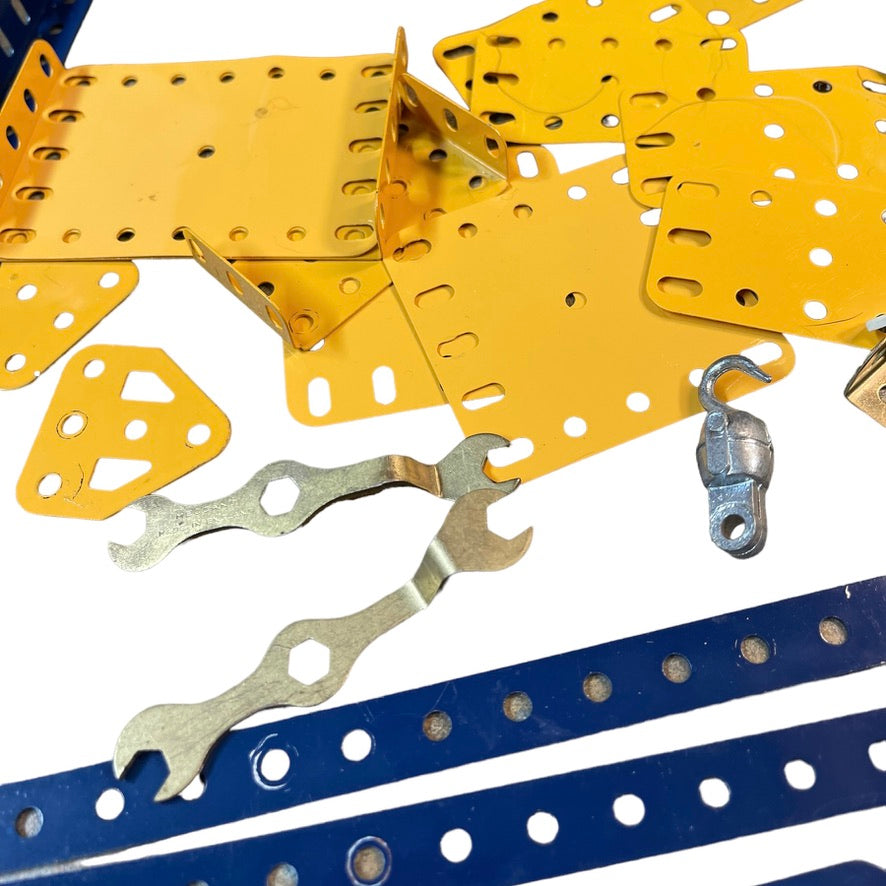 Vintage Meccano Building Set, 49 Pieces with Additional Bag of Hardware, Includes 2 Manuals