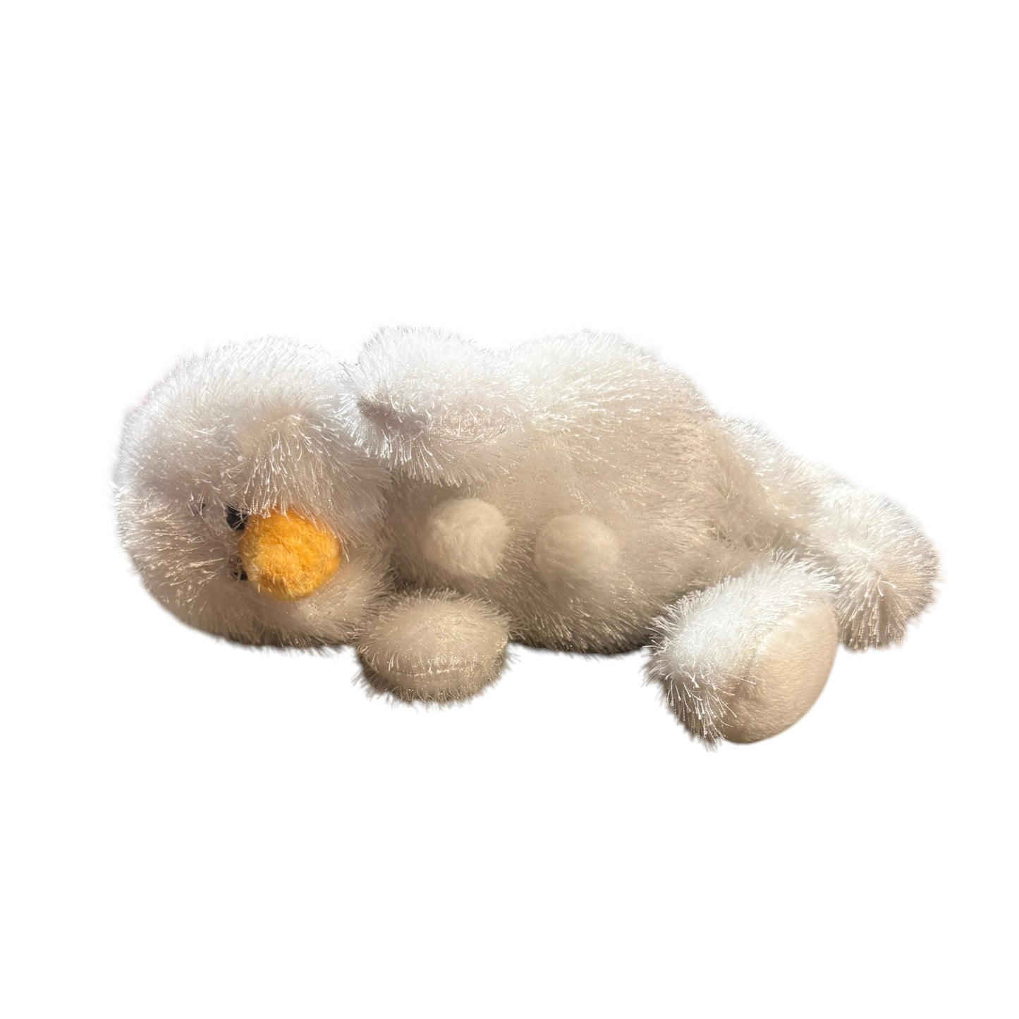 Ganz Webkinz HM370, Fluffy Long Haired Bright White Segmented Snowman Yellow Nose NC