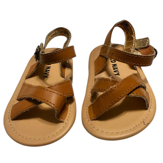 Old Navy Tan Strapped Buckled Sandals Size 6-12 mo. in Very Good Preowned Condition