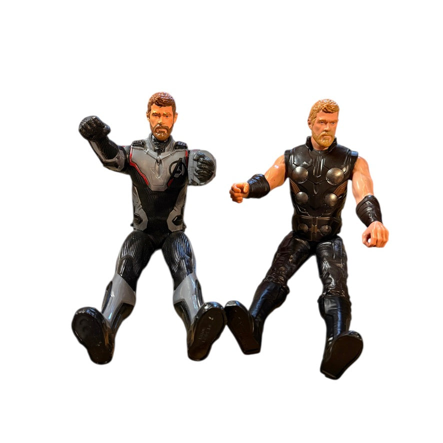 Two Marvel Avengers Titan Hero Series Thor Movie Action Figures in Great Preowned Condition