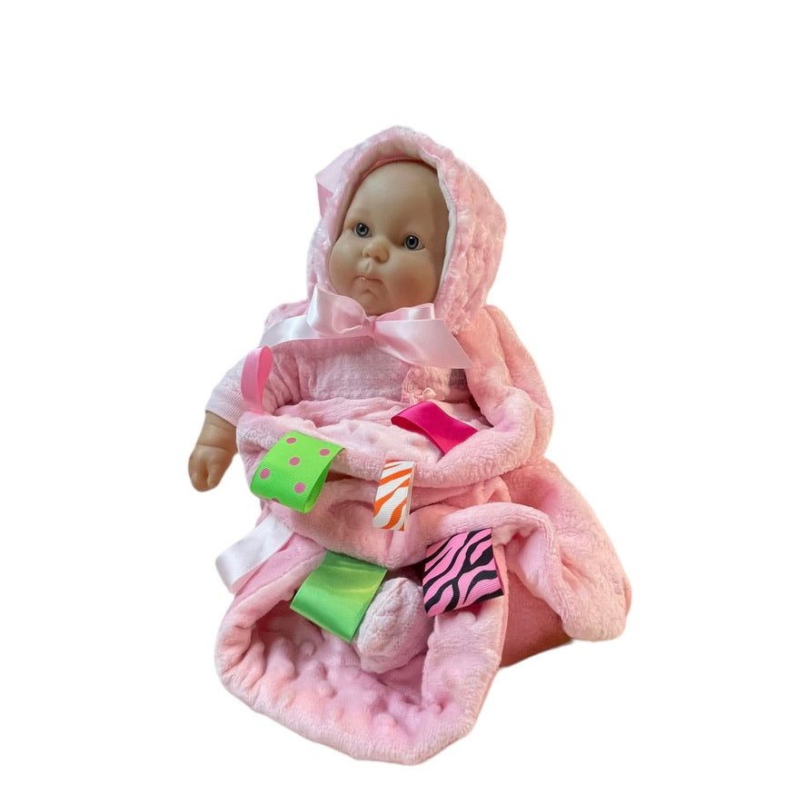 JCToys 20" Weighted Baby Doll, Bean Bottom, Grey/Blue Eyes , Vinyl With Cloth Body