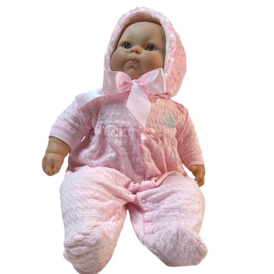 JCToys 20" Weighted Baby Doll, Bean Bottom, Grey/Blue Eyes , Vinyl With Cloth Body