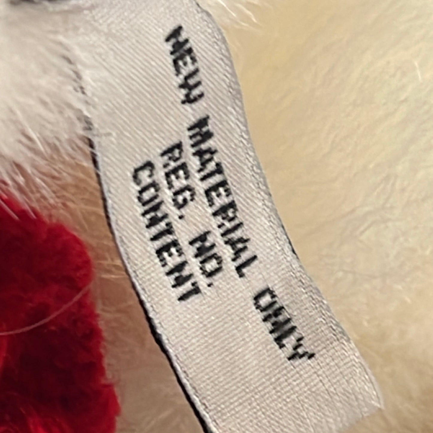 Ty Peppermint Bear, 1993 White Plush Polar Bear, Red Knit PomPom Hat & Long Red Scarf, Retired