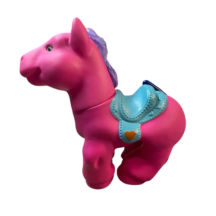 Vintage Hasbro 1990's My Little Pony Cabbage Patch Horseshoe Aqua Saddle Pink Hearts