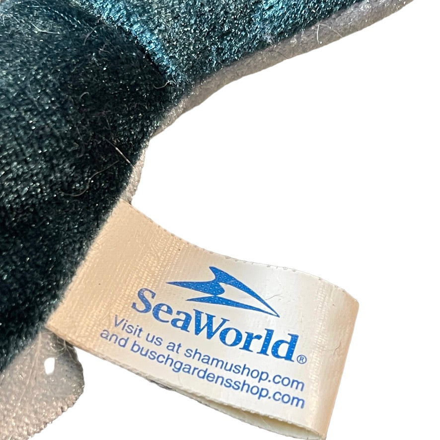 SeaWorld Shimmery Teal 9" Dolphin Plush Stuffed Animal Toy in Good Preowned Condition