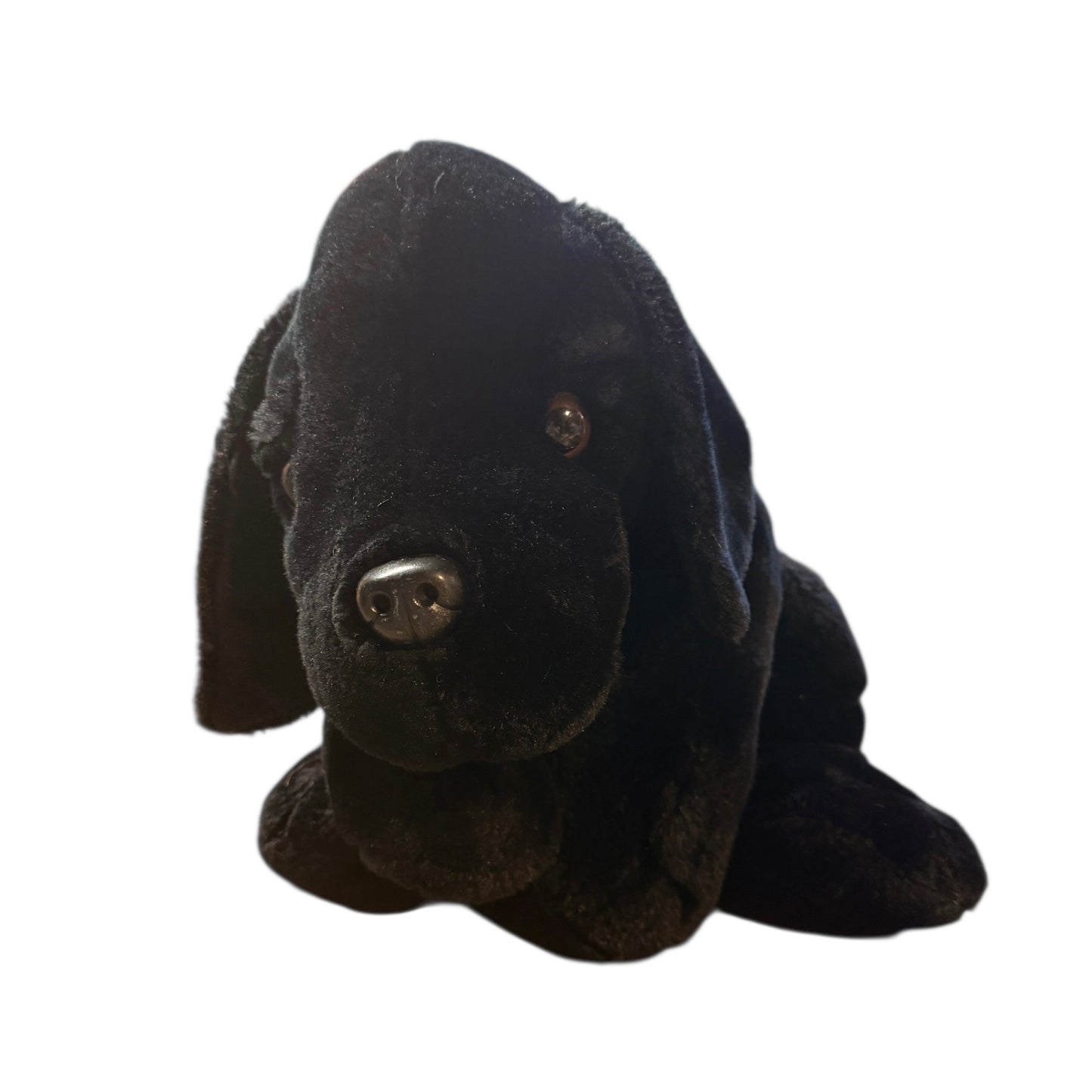 22" Labrador Retriever Plush Stuffed Animal Toy, Sleek Black Coat, Shiny Glass Eyes, EUC