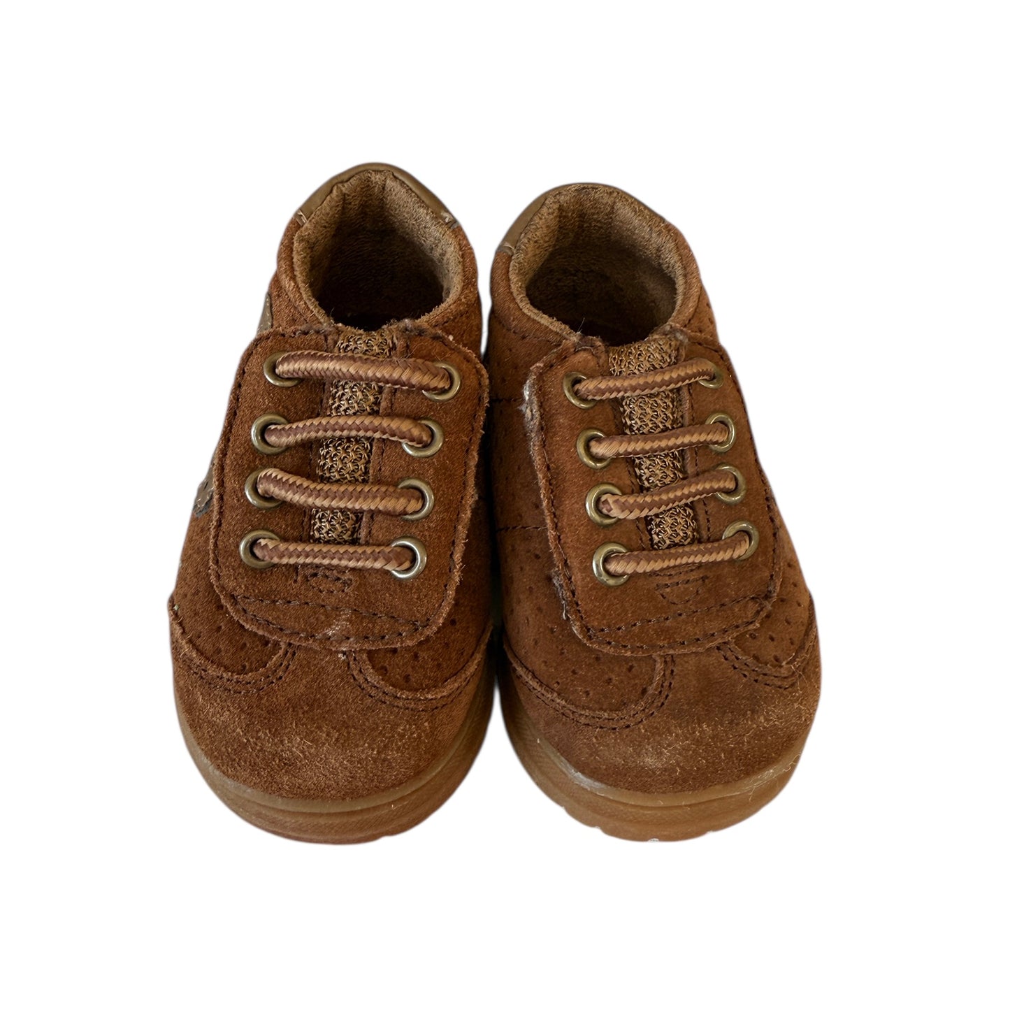 Bum Kids Faux Tie Up HooK & Loop Closure Brown SuedeBoots, Size 3 -Clarence in GUC
