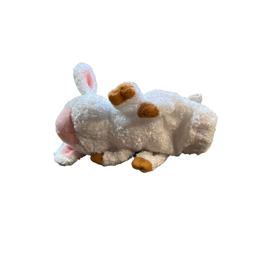 Plush Sheep Hand Puppet 10" White /Brown Hooves, Pink Face, GUC