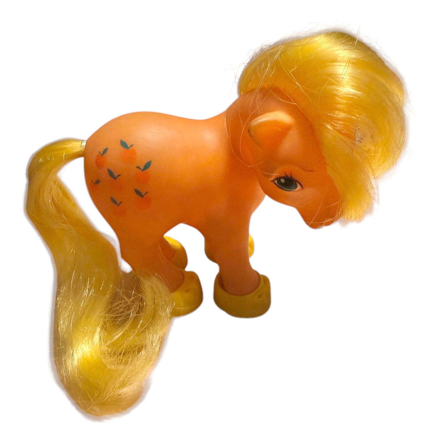Hasbro 1983 'Applejack', Gen 1 Orange My Little Pony, Freckles, Yellow Hair & Sjhoes EUC