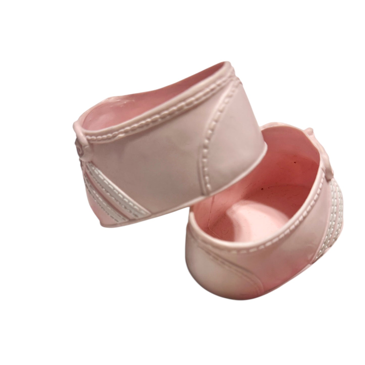 Cabbage Patch Kids Soft Pink Moulded Baby Doll Shoes, Double White Stripe on the Sides EUC